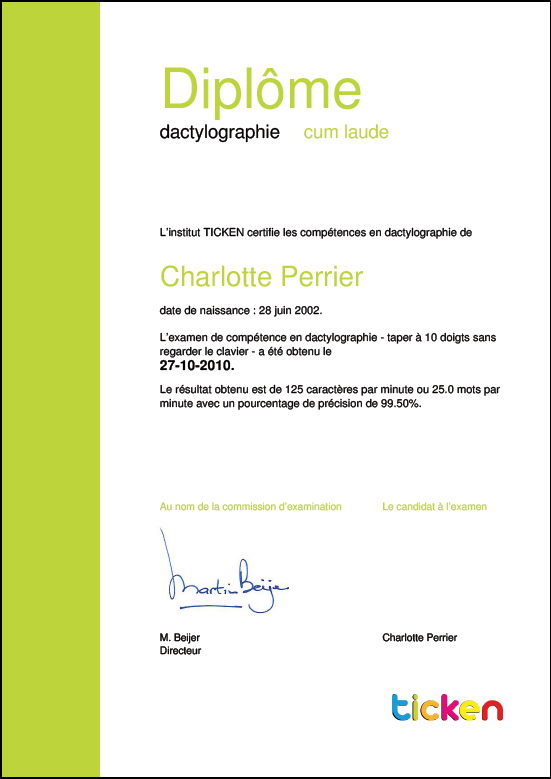 Examination et Diplôme de dactylographie Examination et Diplôme de dactylographie