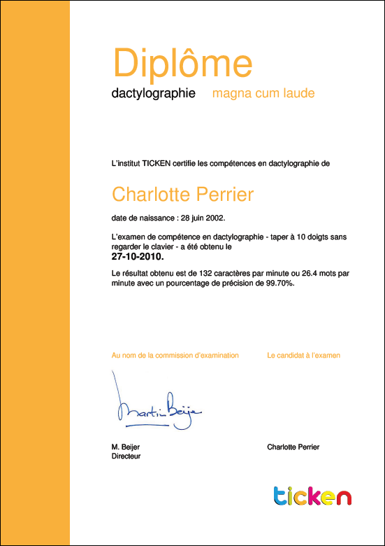 Examination et Diplôme de dactylographie Examination et Diplôme de dactylographie